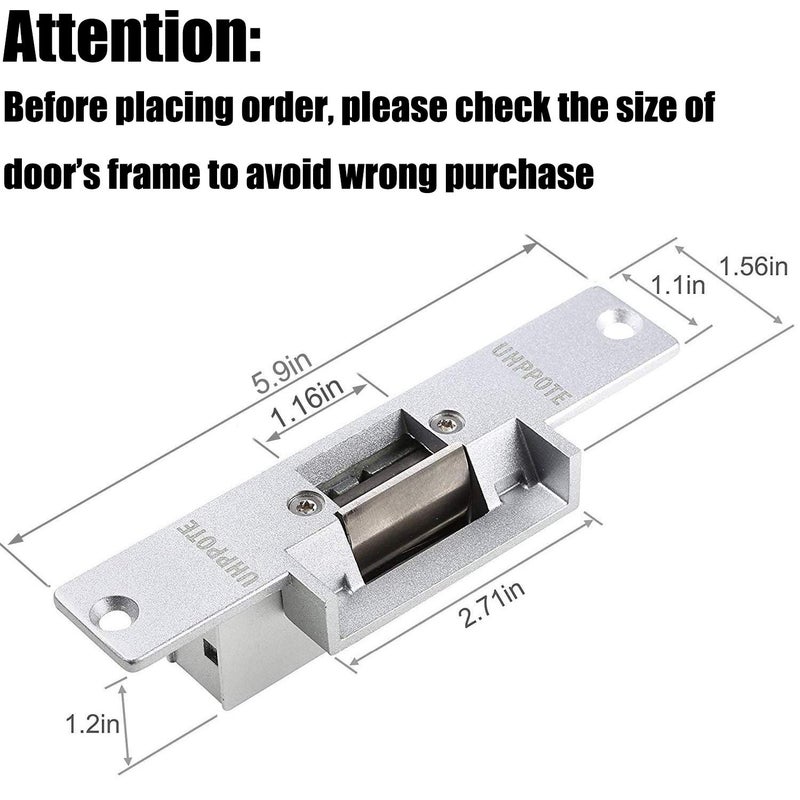 UHPPOTE Electric Strike Door Lock Fail-Secure for Access Control System Deadlatches or Cylindrical Locksets - Image 5